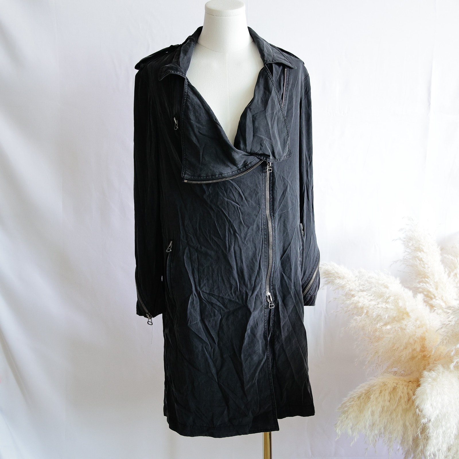 3.1 Phillip Lim Women's Silk Utility Lightweight Trench Coat Size M